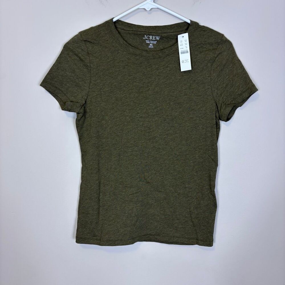 New J. Crew Heathered Green Pima Cotton Crewneck Short‎ Sleeve T-Shirt XS